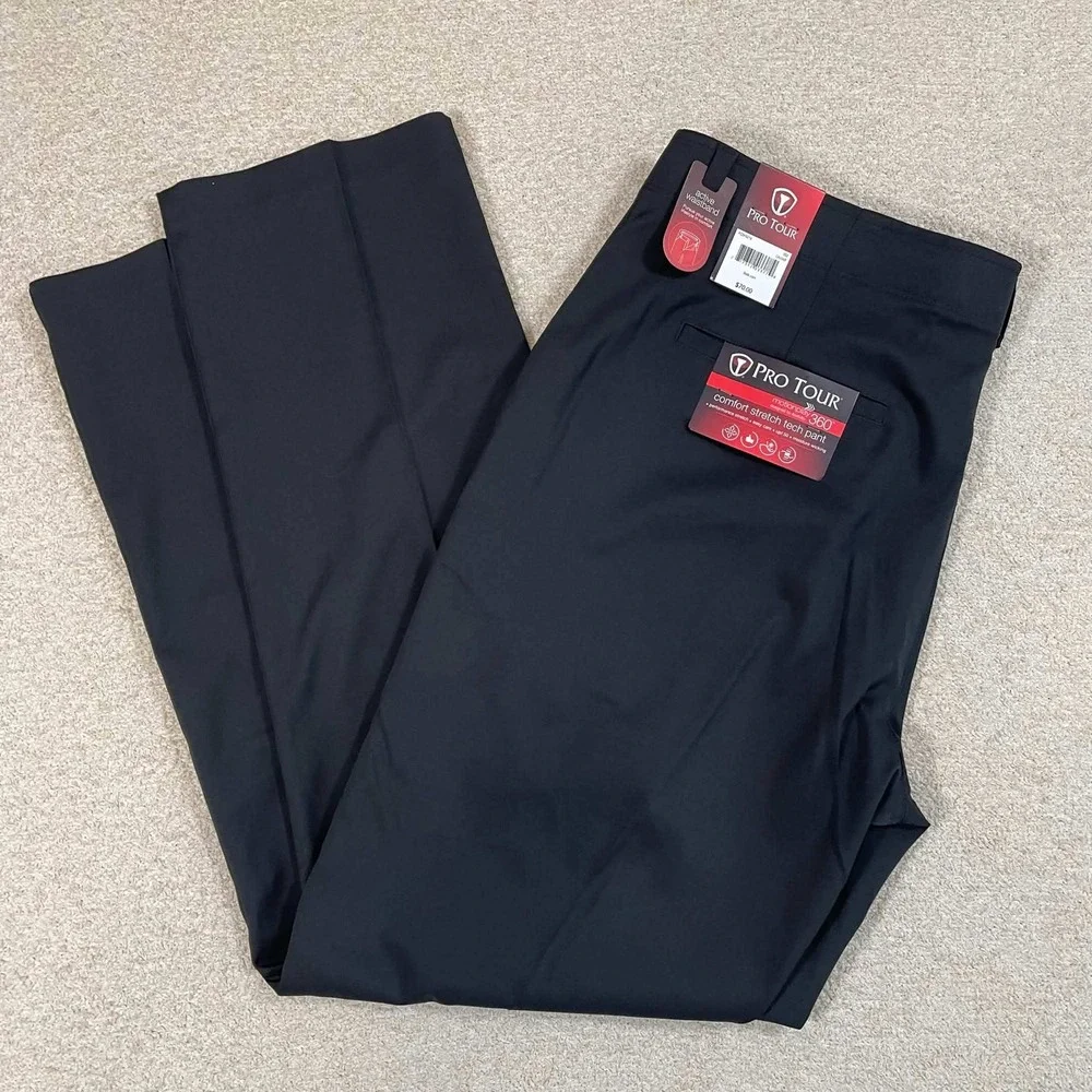 NWT Pro Tour 36x32 Motionplay 360 Comfort Stretch Tech Golf Pants Caviar Black - Picture 4 of 8